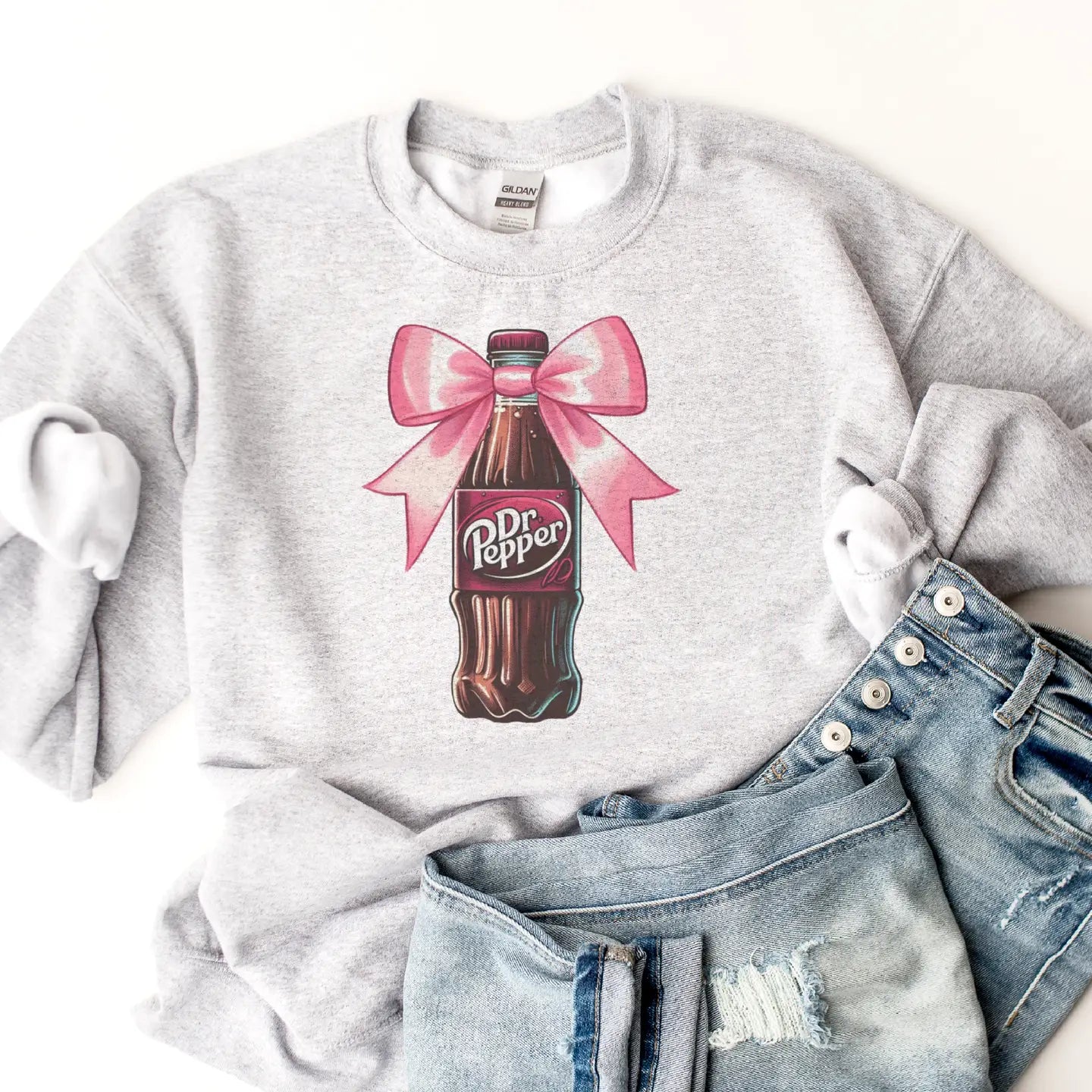 Coquette Dr. Pepper Pink Bow Soda Bottle Sweatshirt