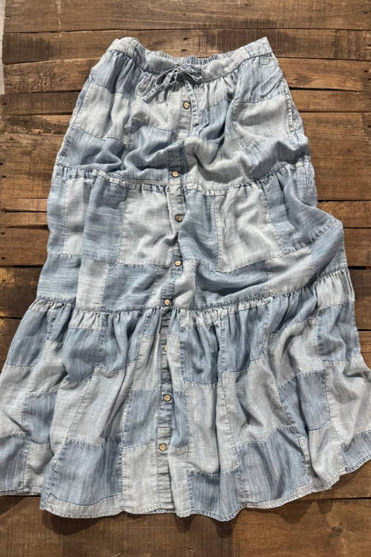 Jaded Gypsy Patchwork Skies Ruffle Skirt