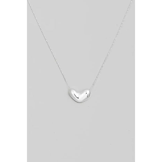 Bubble Heart Pendant Necklace - Silver