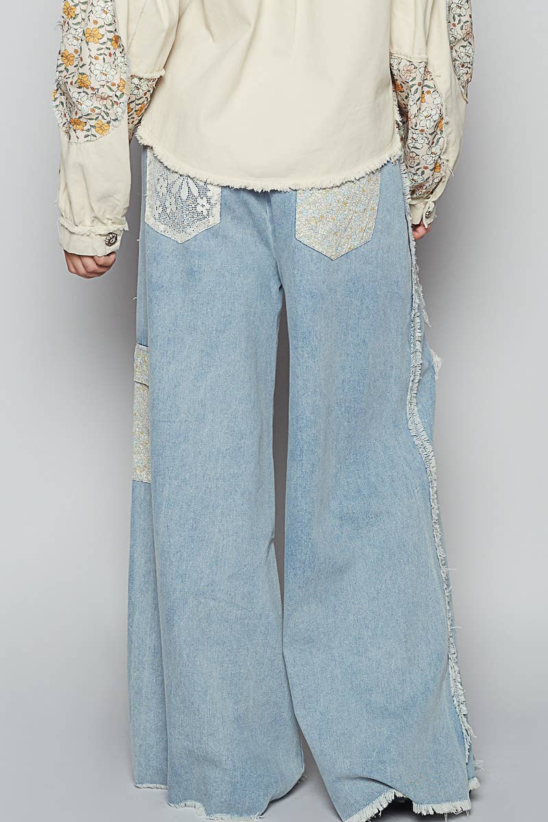 Star Patches Adjustable Waistband Casual Pants