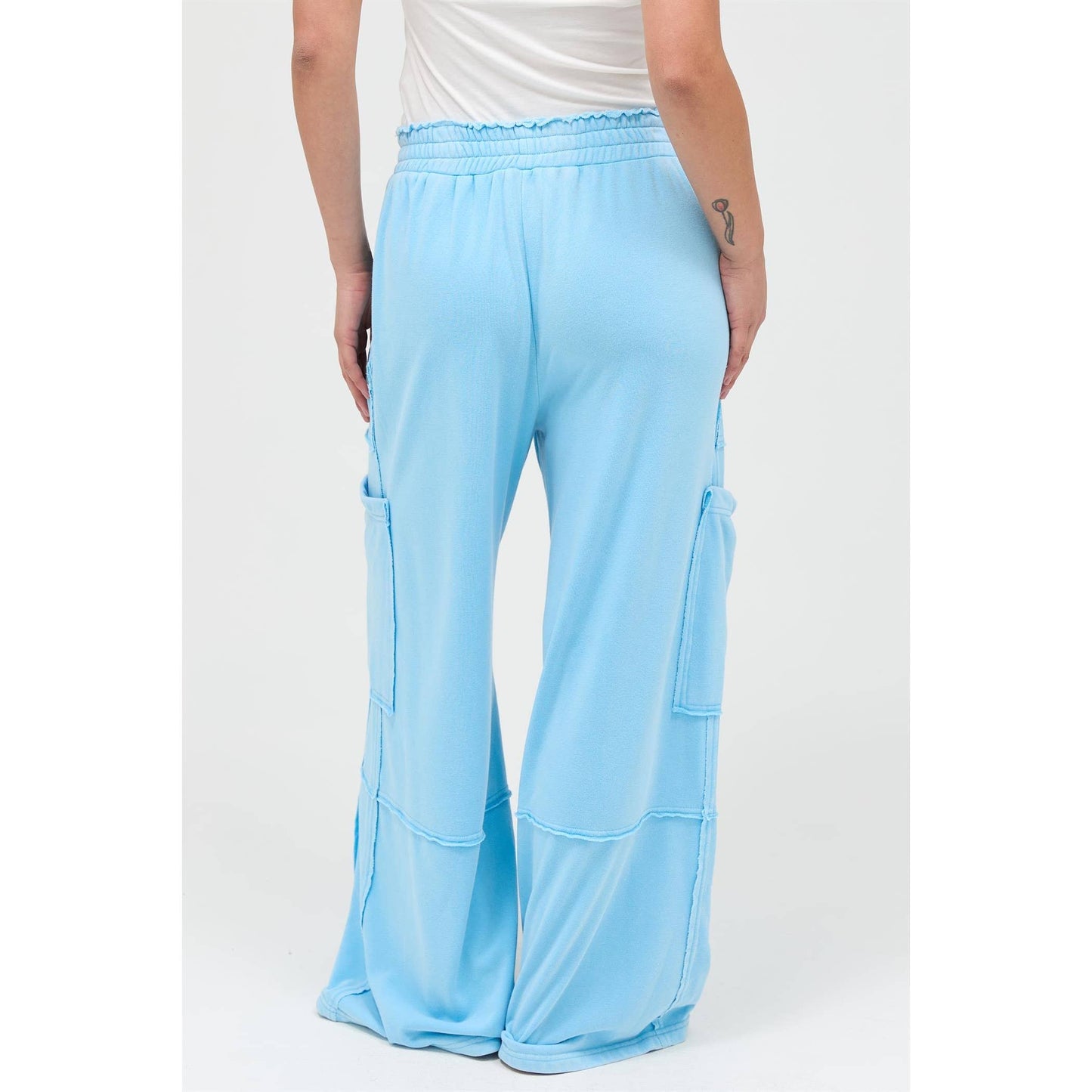 Mineral Wash Wide Leg Cargo Pants