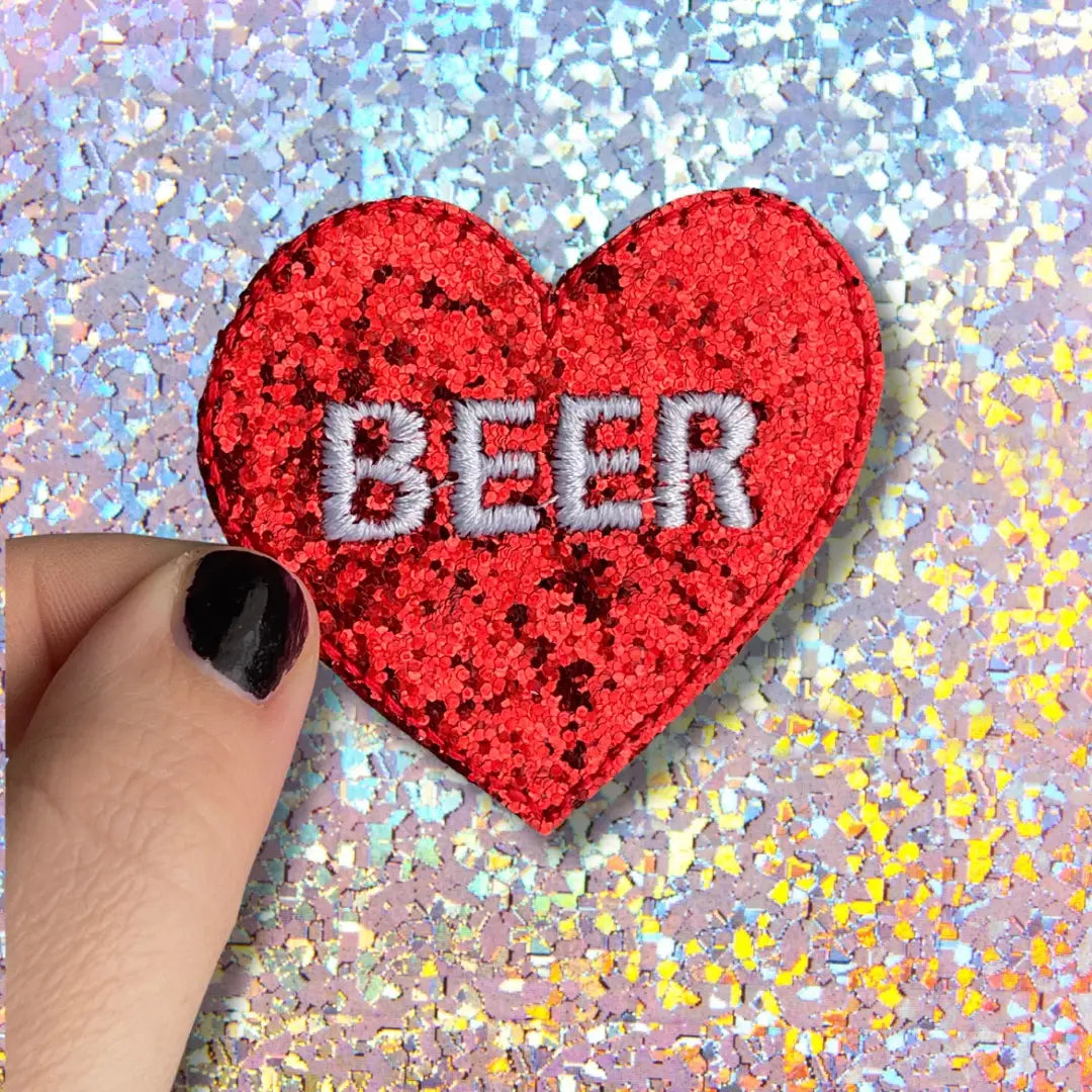 Beer Heart Valentine's Iron-On Patch