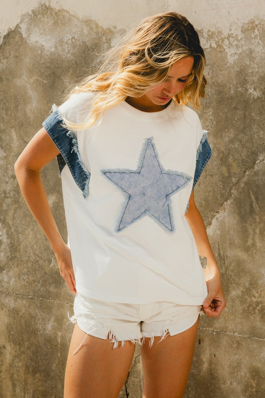 Fourth Of July Theme With Denim Combo Top