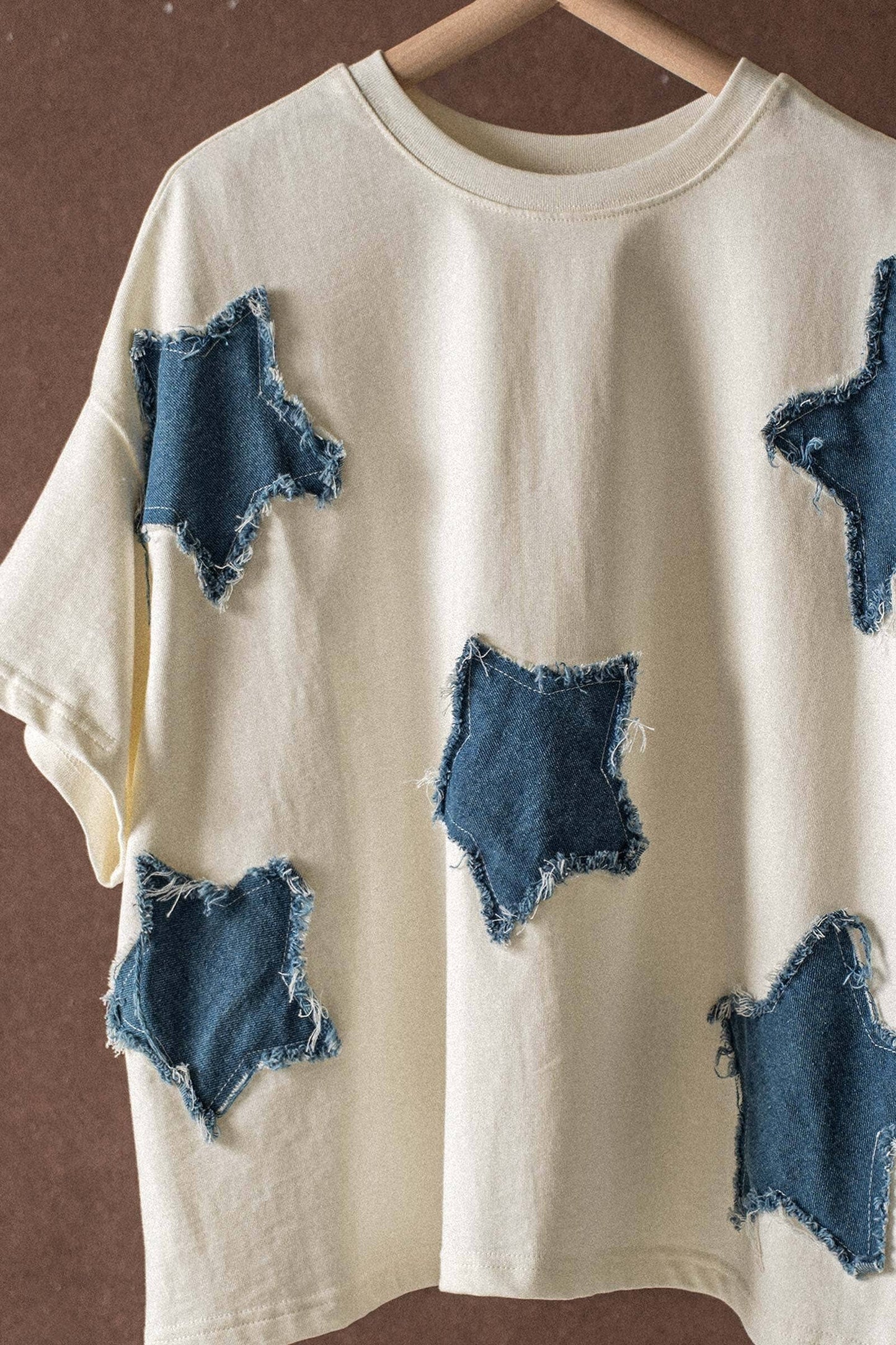 Distressed Denim Star Appliqué Tee