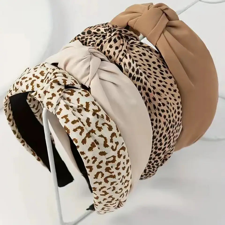 Vintage Leopard Print Wide Brim Headband