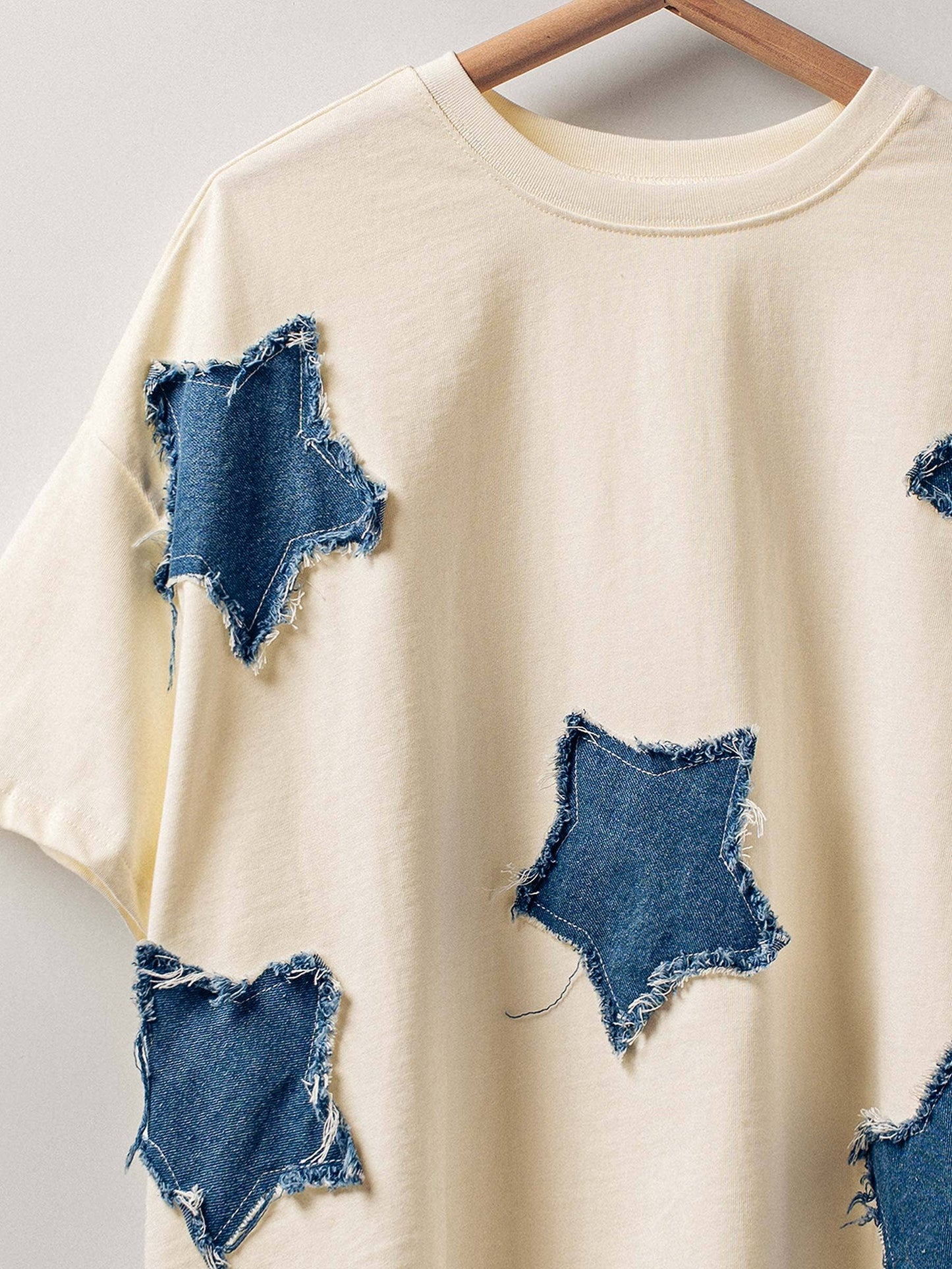 Distressed Denim Star Appliqué Tee
