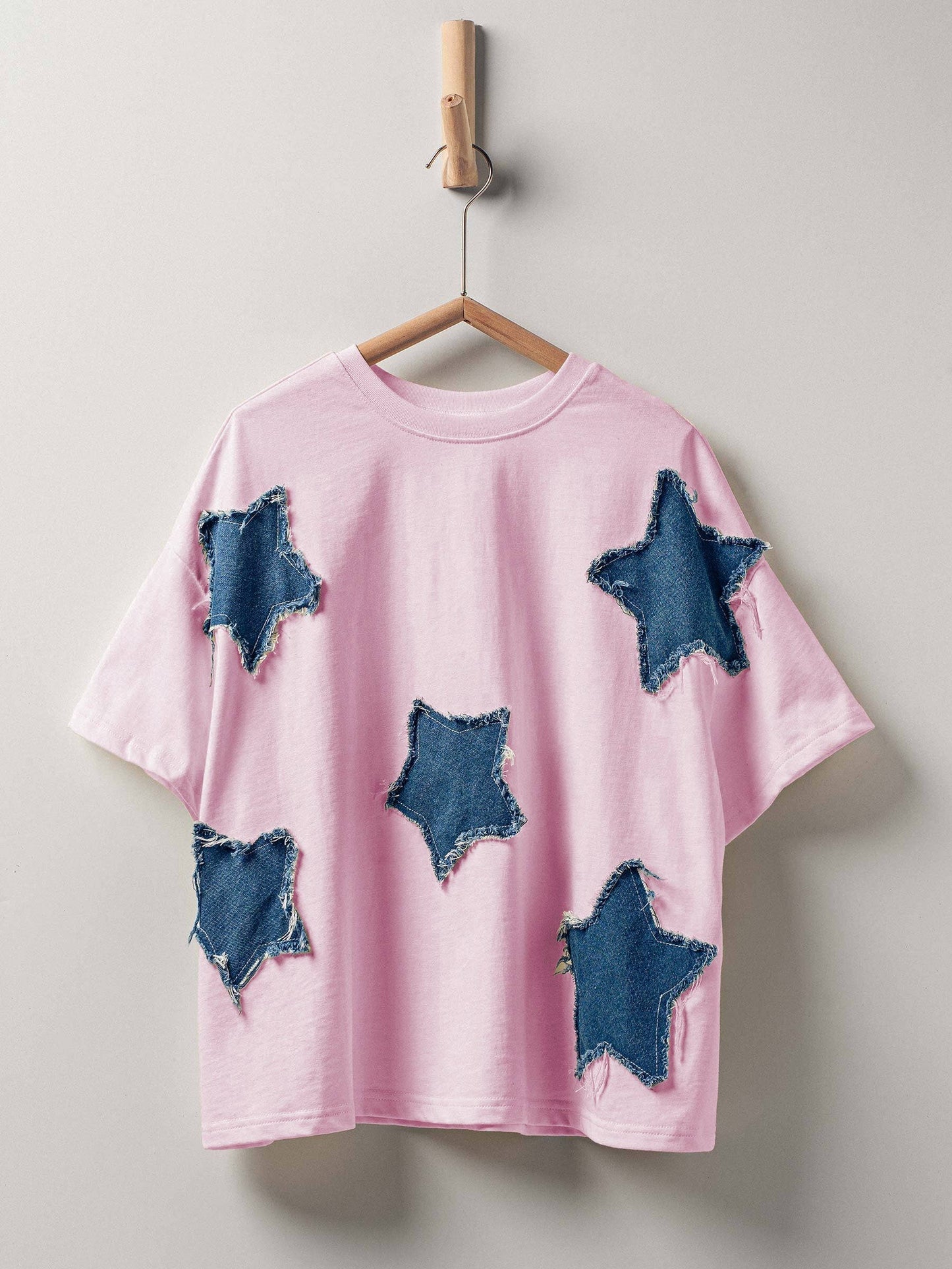 Distressed Denim Star Appliqué Tee