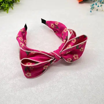 Pressed Wide-Brimmed Floral Bow Headband