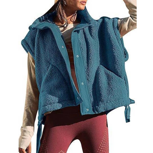 Fleece Button Vest Jacket