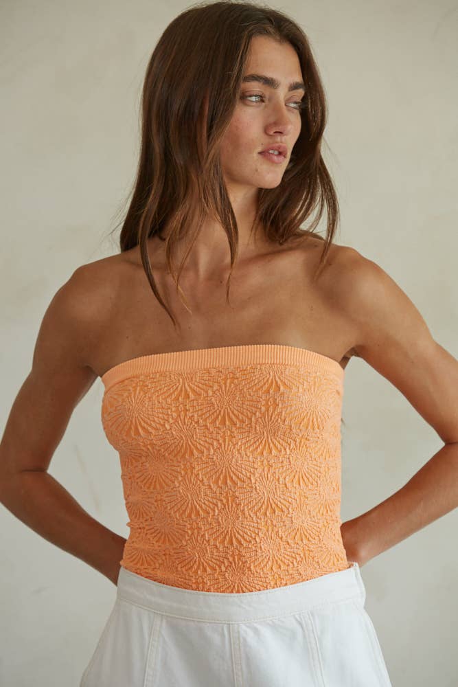 Knit Modal Nylon Spandex Seamless Jacquard Tube Top