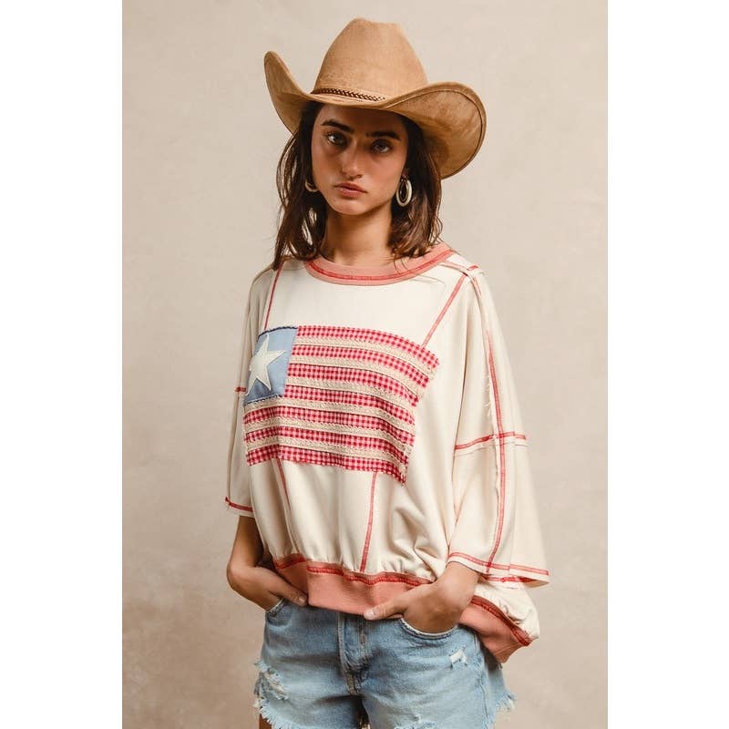American Flag Patchwork Top