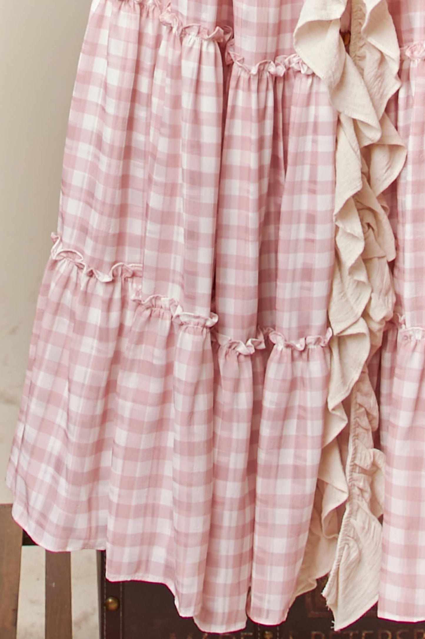 Checker Ruffle Dress Cardigan
