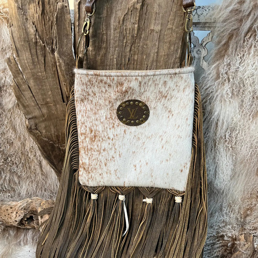 Cow Violet Upcycled Crossbody Handbag