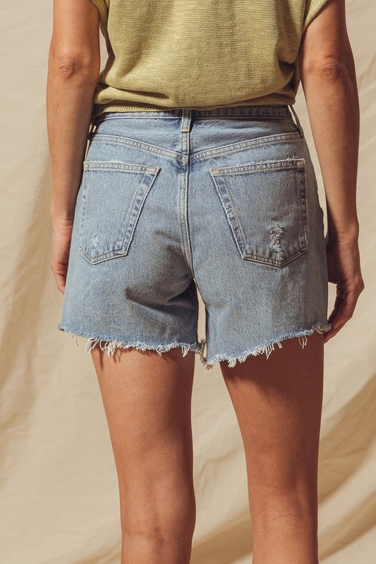 Vintage Loose Cut Distressed Denim Shorts