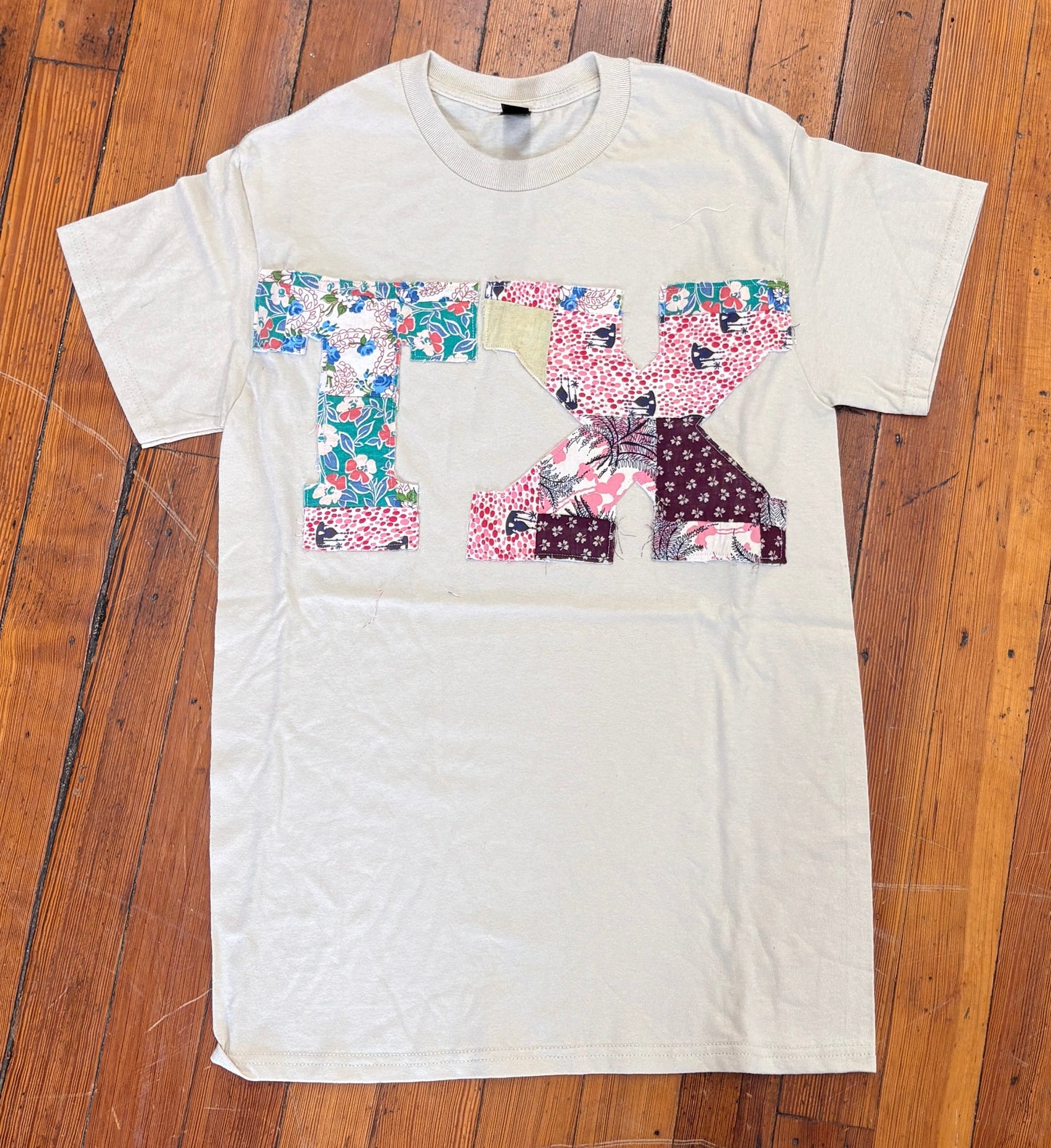 TX Vintage Quilt Patchwork Tee- Tan