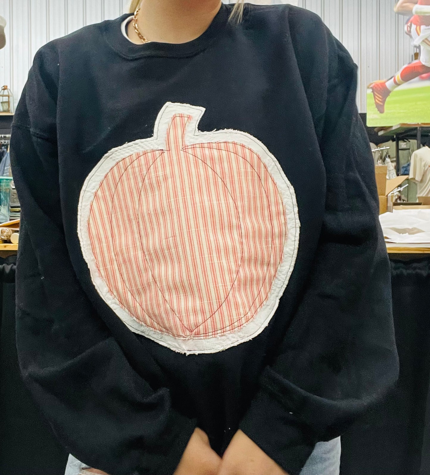 Vintage Stitched Quilt Pumpkin Crewneck