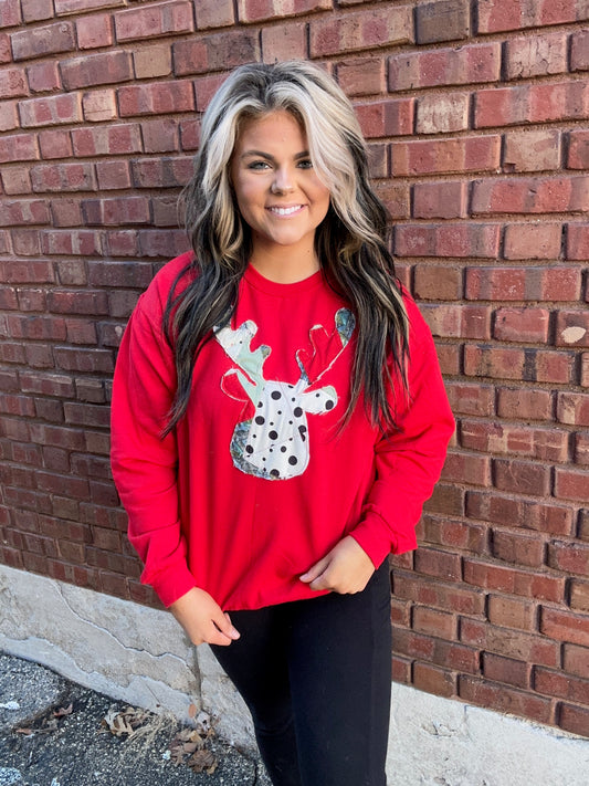 Quilt Reindeer Sweatshirt