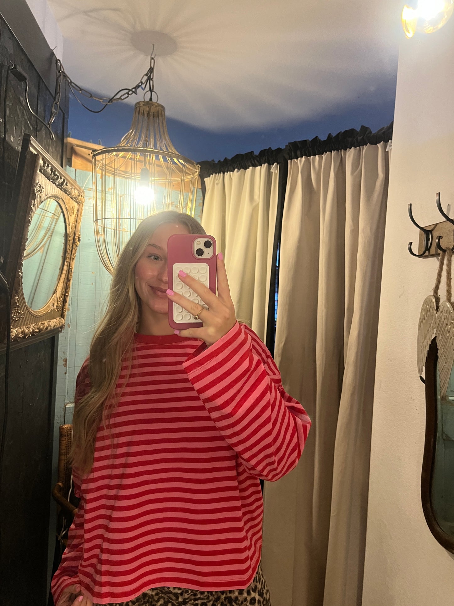 Striped Long Sleeve Knit Top