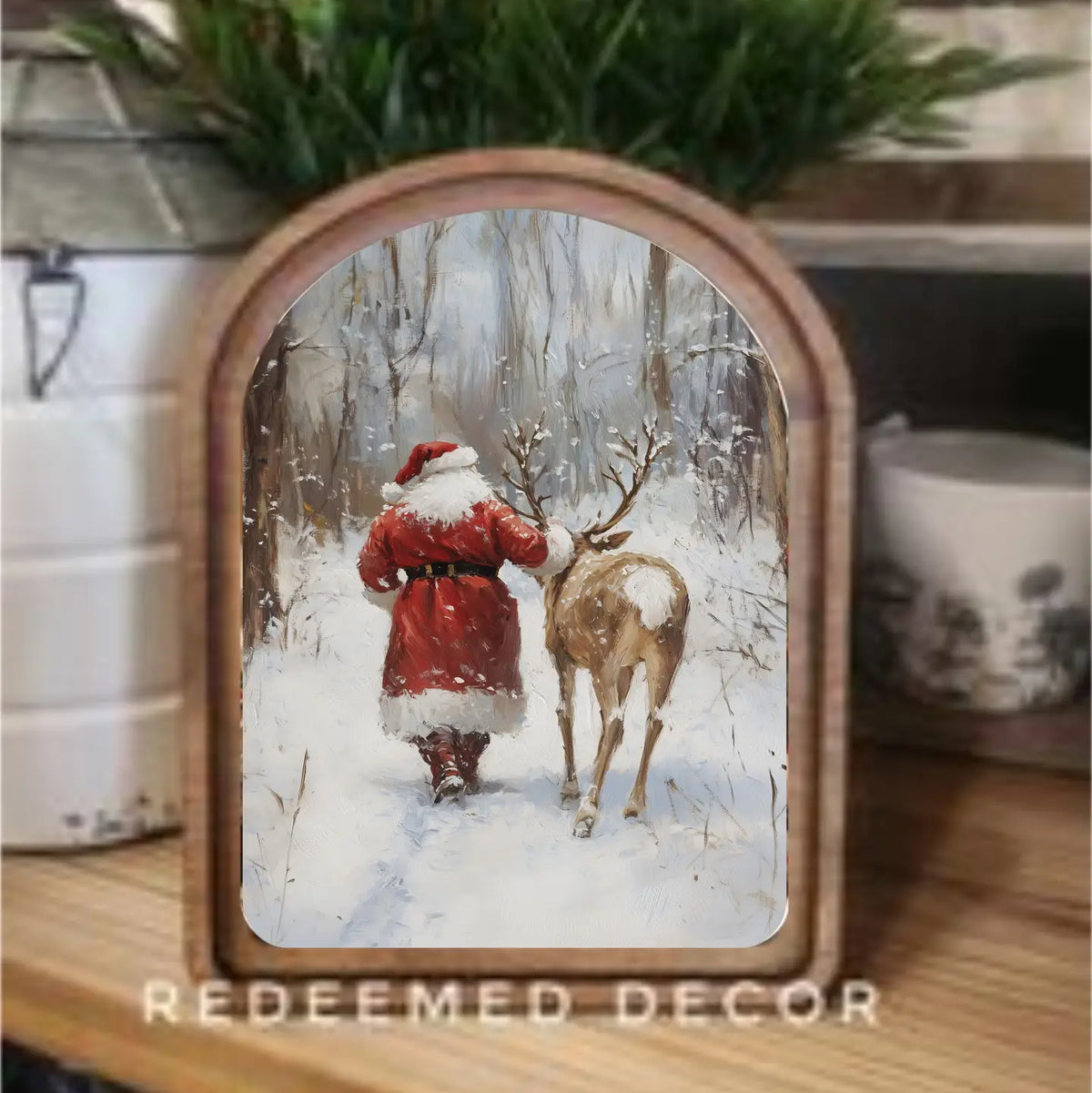 Arch Top Santa With Reindeer