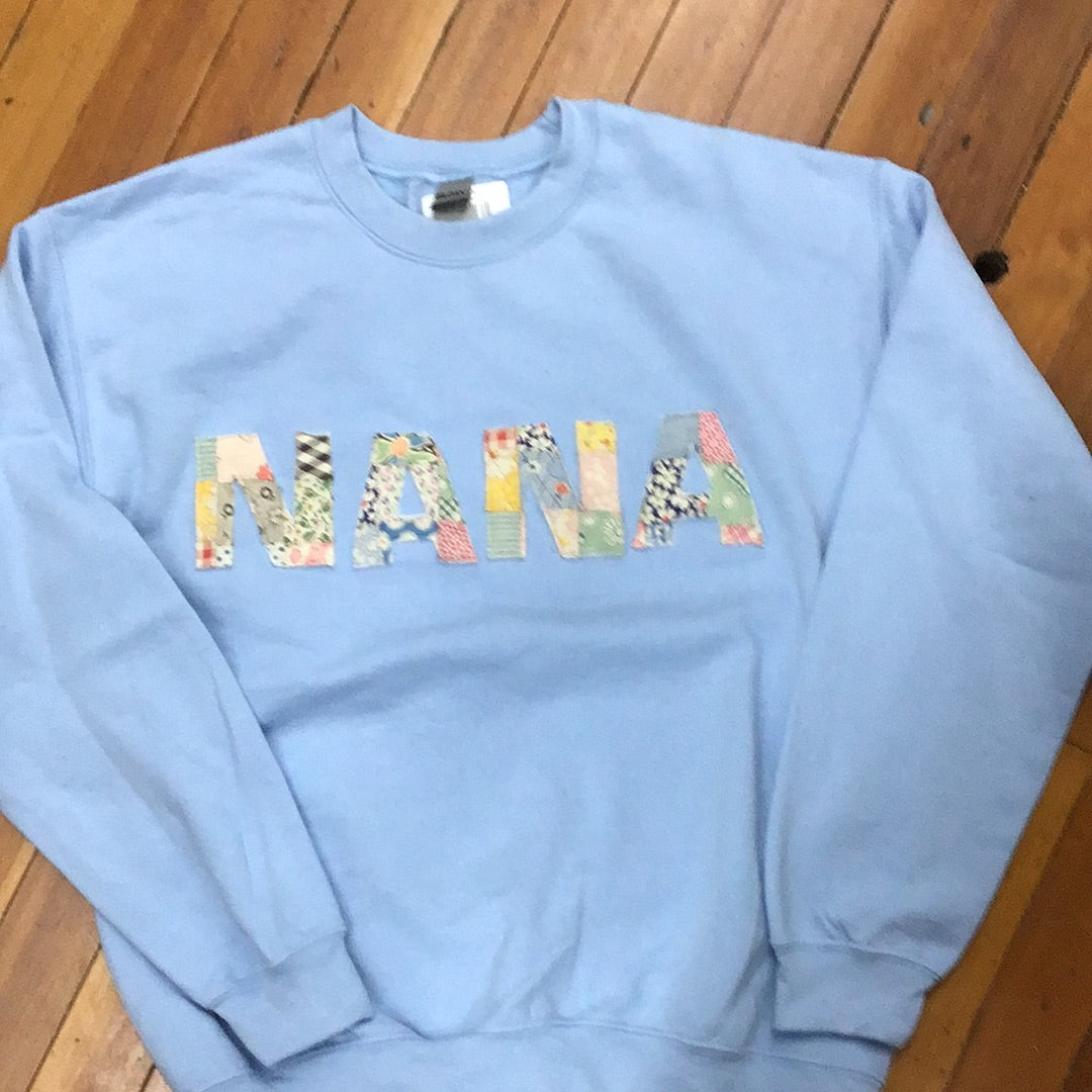 Quilted NANA Patchwork Sweatshirt - Blue