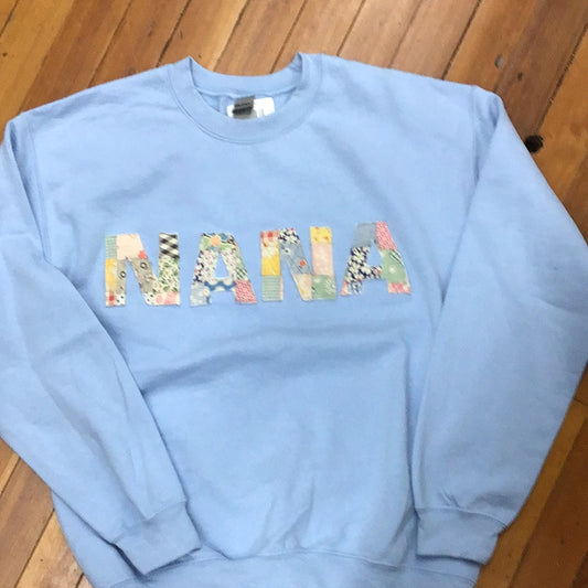 Quilted NANA Patchwork Sweatshirt - Blue