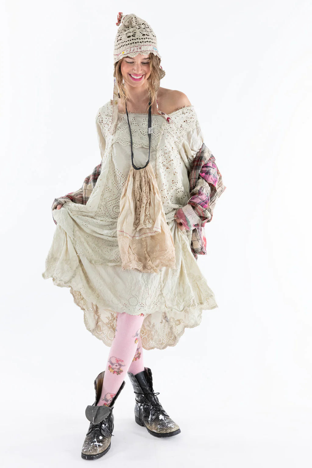 Magnolia Pearl Floral Patchwork Helenia Dress - Moonlight