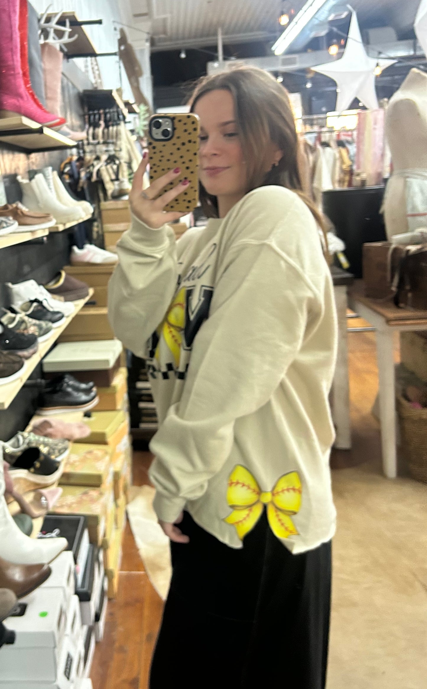 Softball Mom Bow Sweatshirt