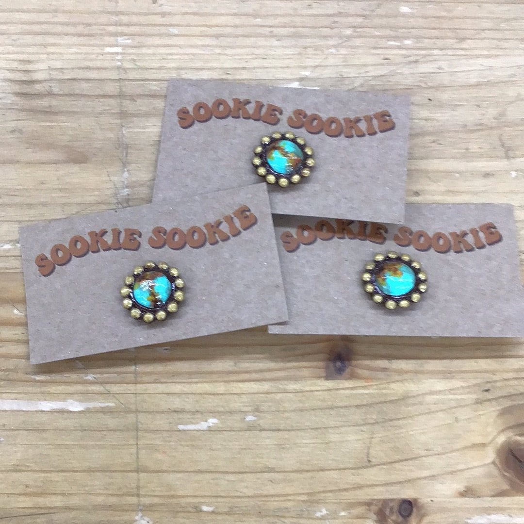 Dolly hat pin Turquoise and gold