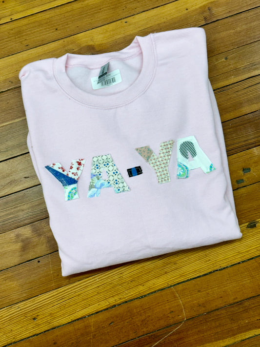 Vintage Quilt YA-YA Sweatshirt - Pink