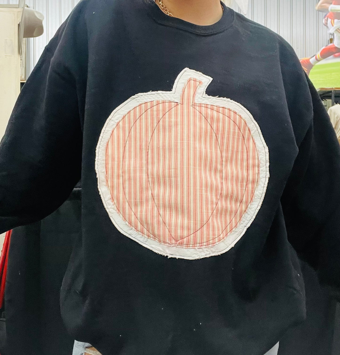 Vintage Stitched Quilt Pumpkin Crewneck