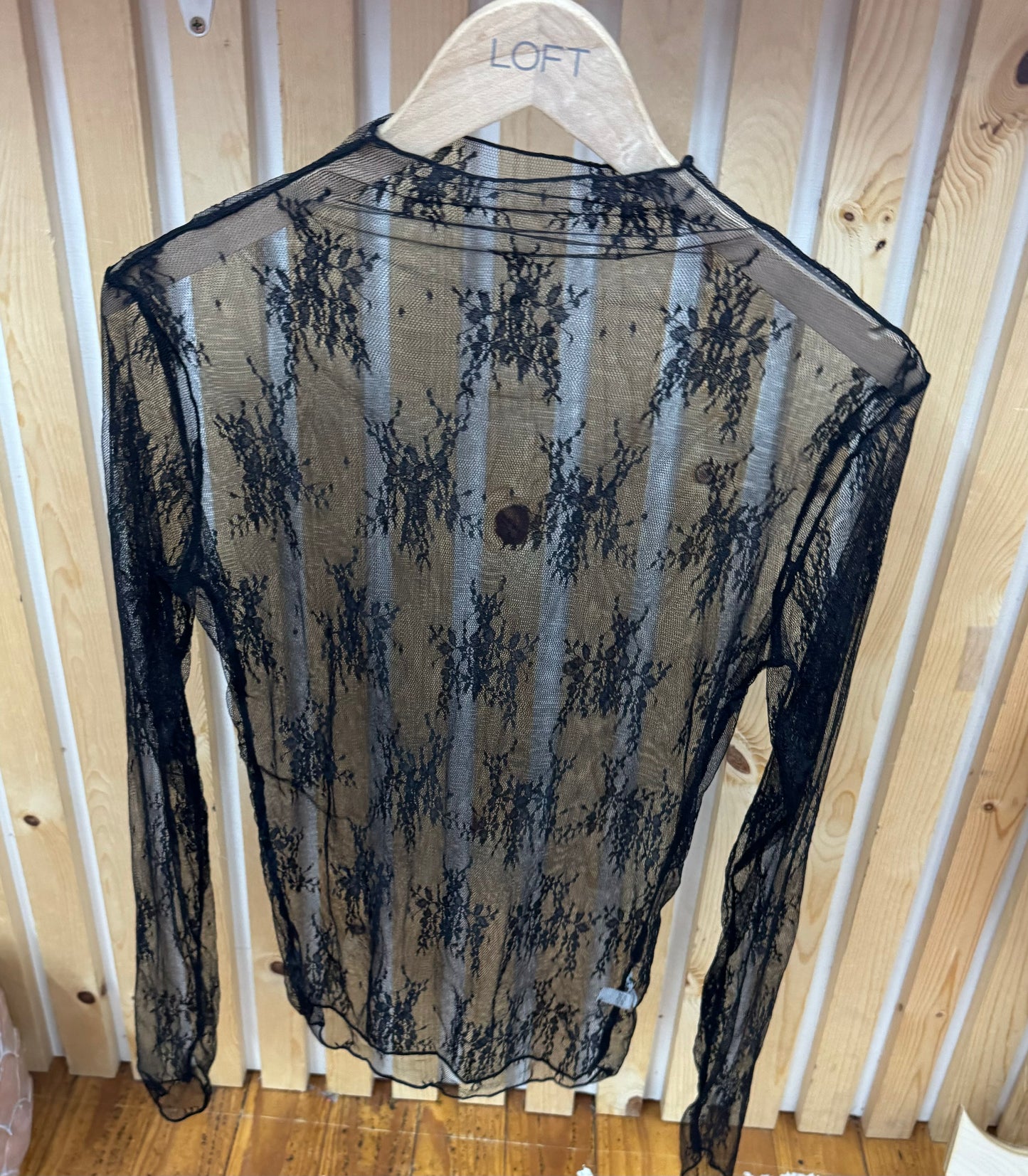 Black Sheer Long Sleeve Top
