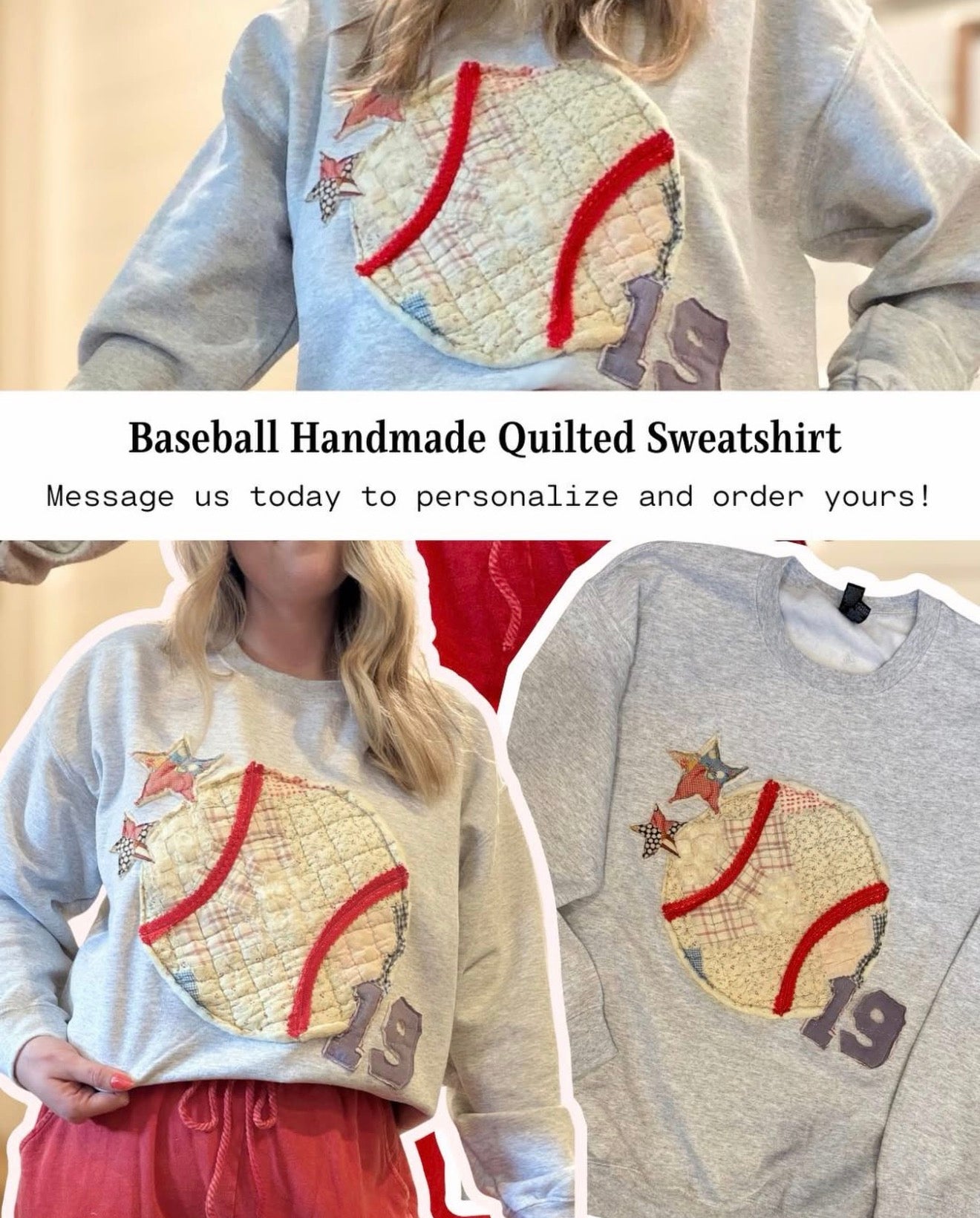 Quilted Baseball & Stars Custom Top