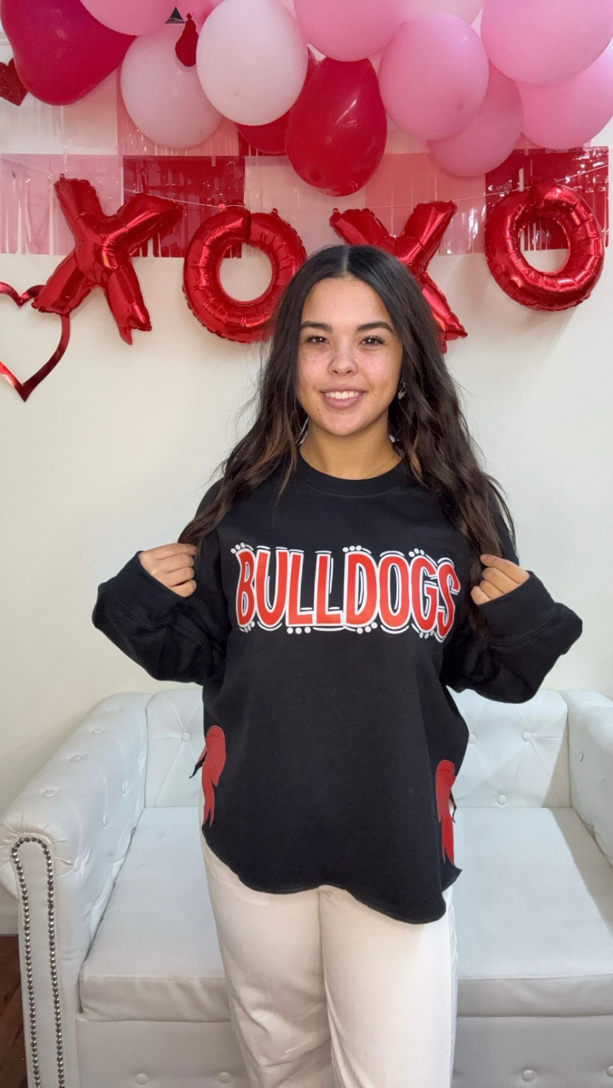 Custom Bulldogs Coquette Bow Sweatshirt