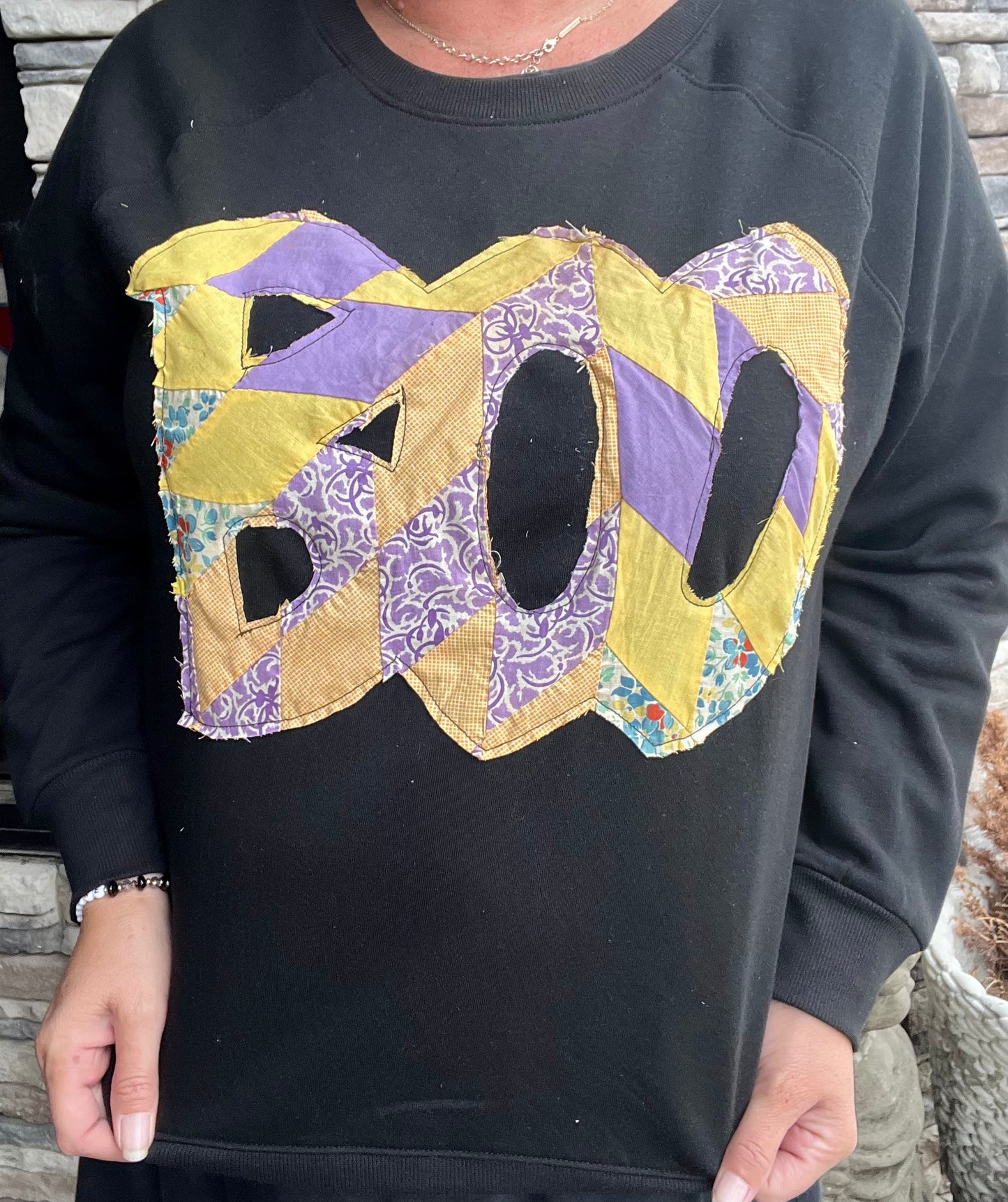 Vintage Stitched BOO Crewneck- Purple/Yellow