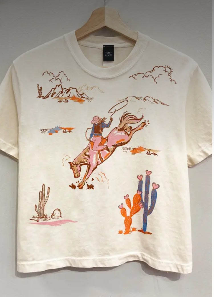 Cowgirl Collage Cropped Tee