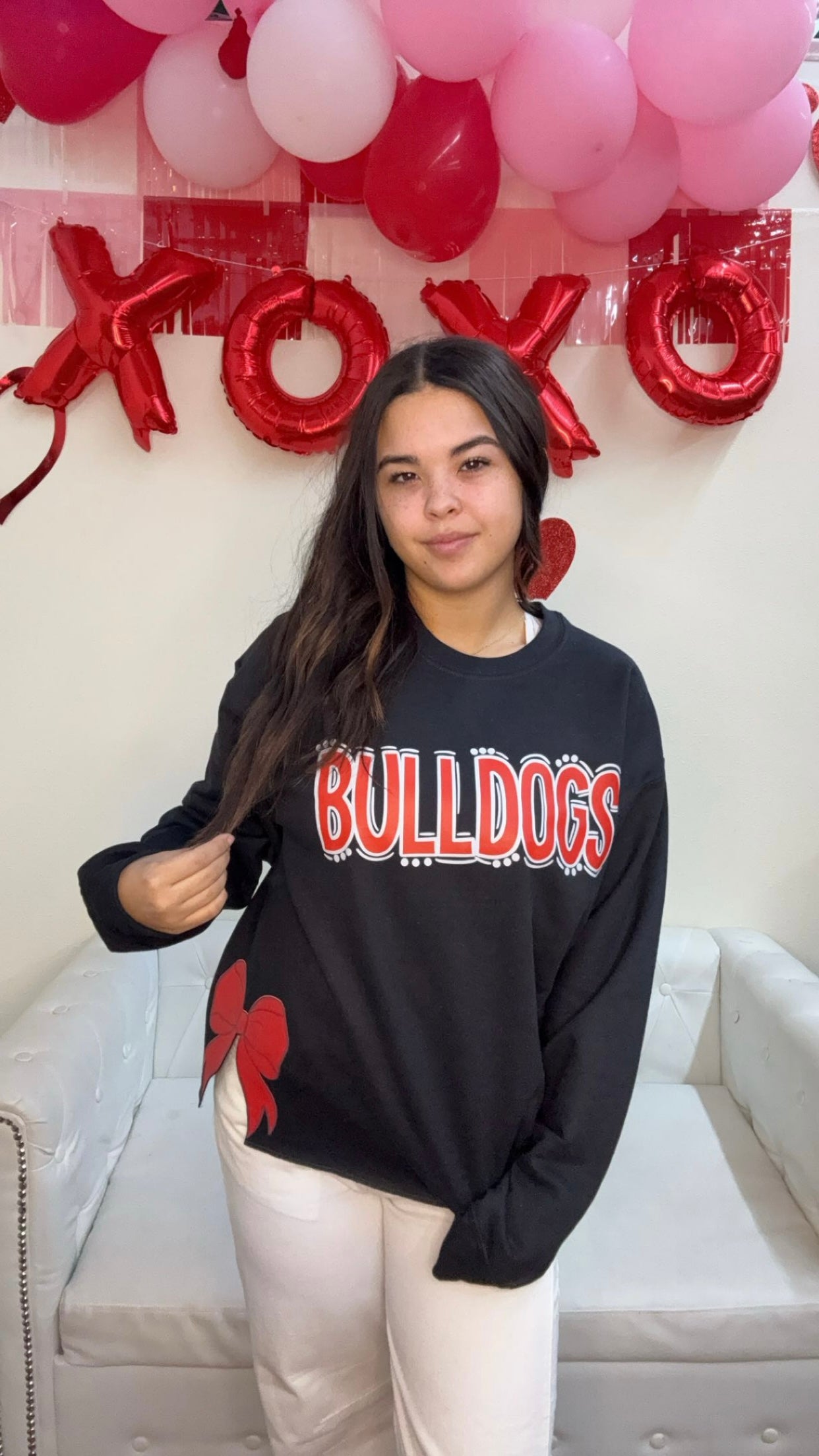 Custom Bulldogs Coquette Bow Sweatshirt