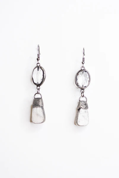 White Pica Dangle Earrings