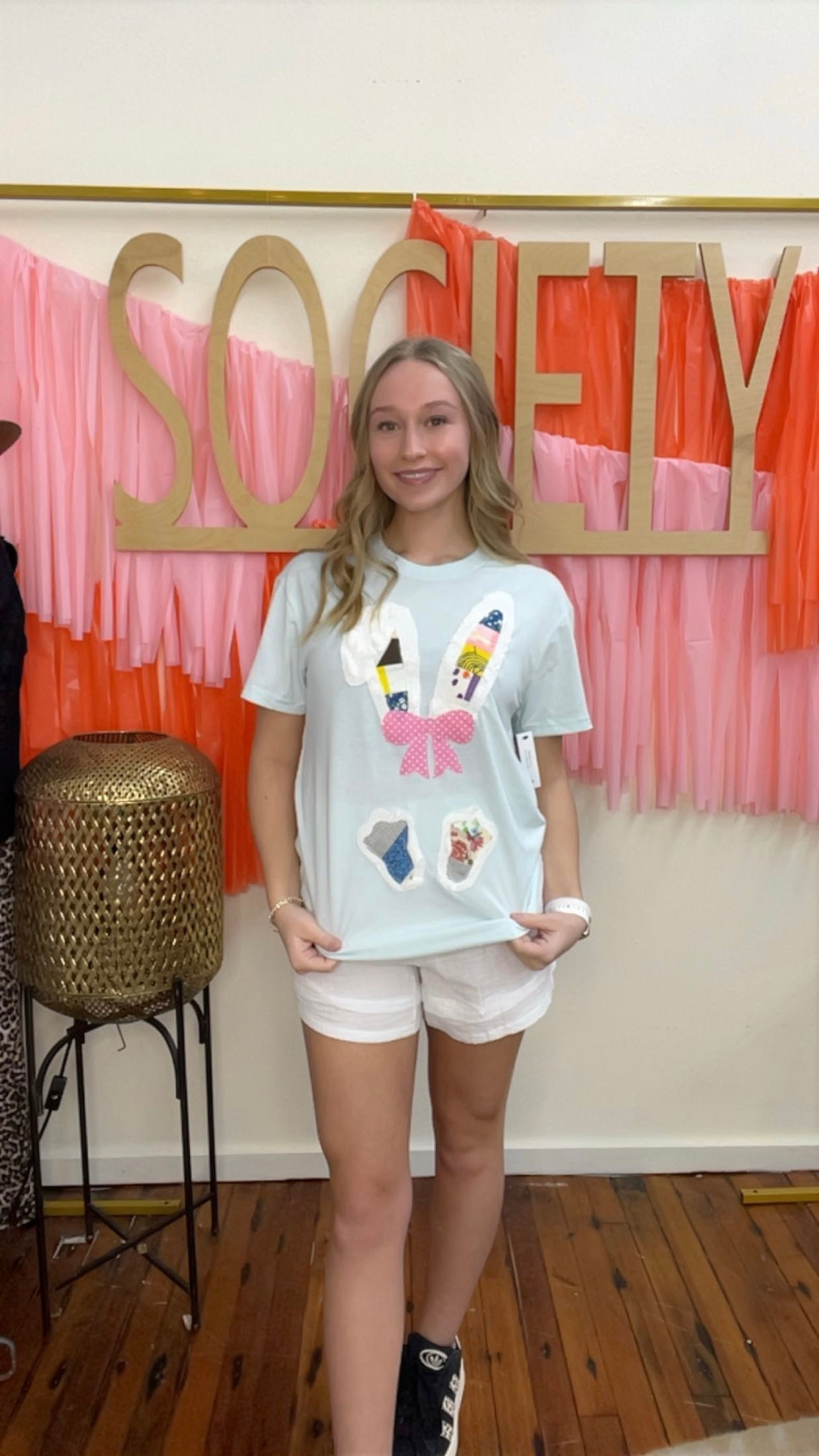 Quilted Bunny Bow Tee- Mint Green