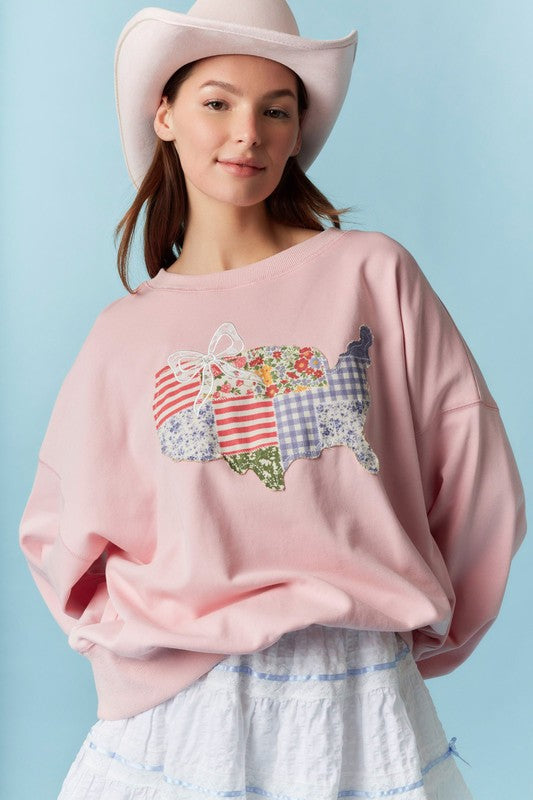 American Land Lace Laser Cut Detail Sweatshirt - Dusty Pink