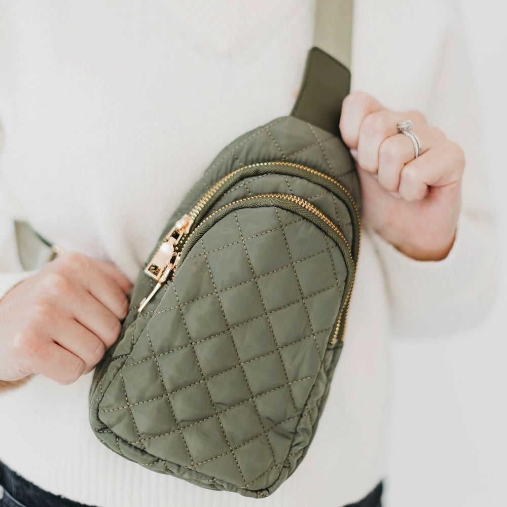 Pinelope Puffer Bum Bag: Olive