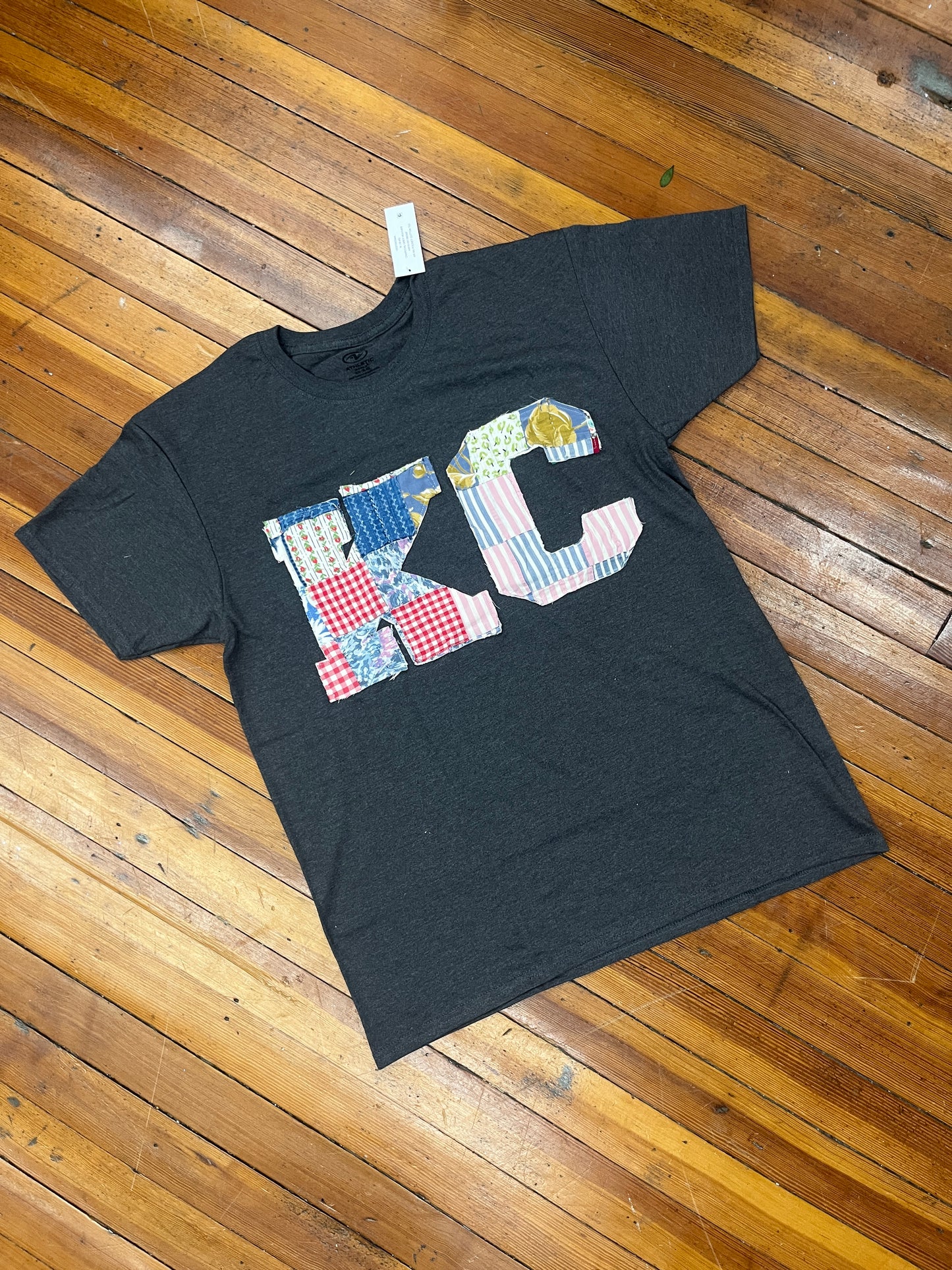 KC Vintage Quilt Patchwork Tee- Dark Grey