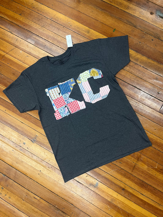 KC Vintage Quilt Patchwork Tee- Dark Grey