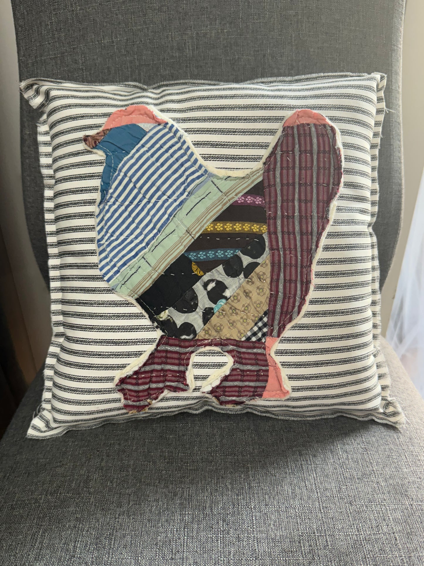 12" Striped Quilted Chicken Pillow