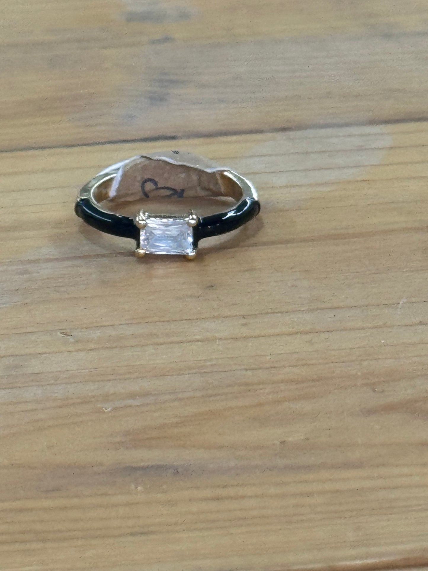 Black Rhinestone Adjustable Ring