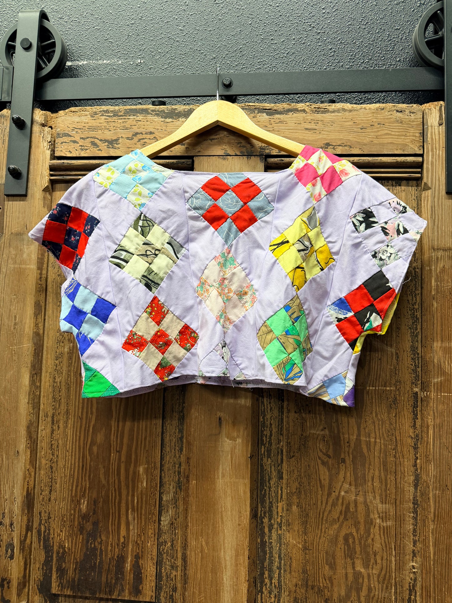 Quilted Purple Mix Pattern Crop Top