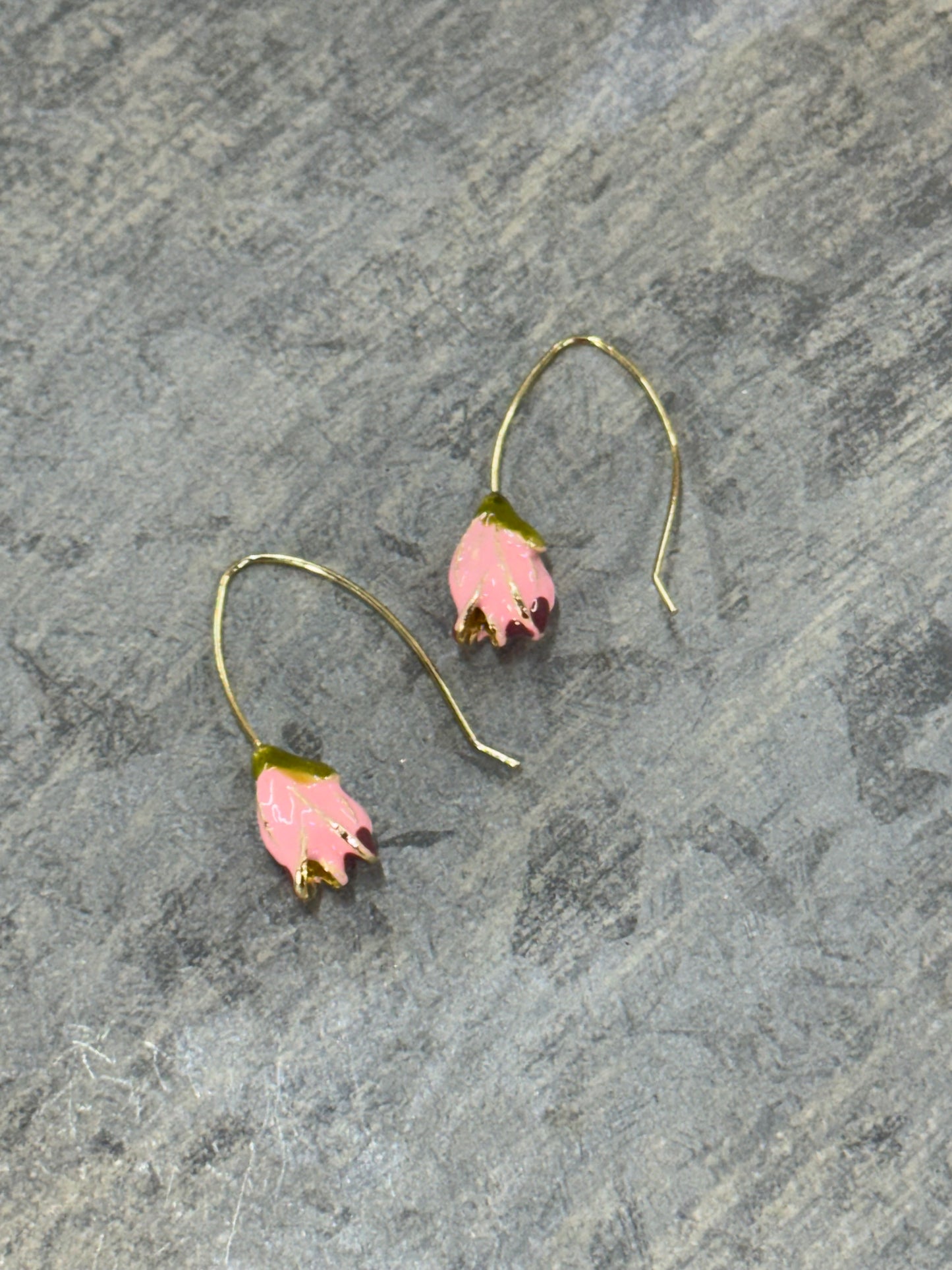 Drooped Pink Tulip Earrings