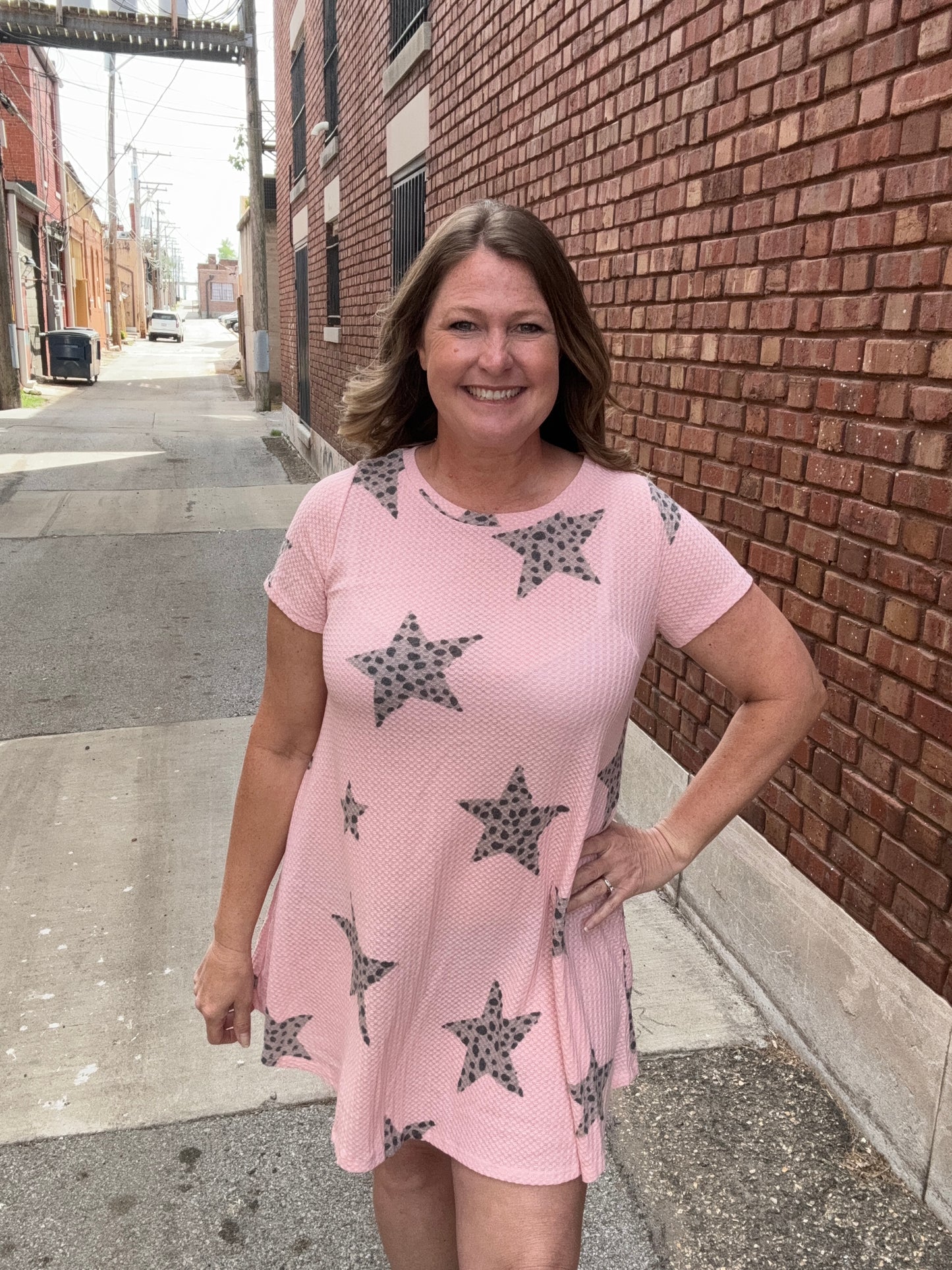 Leopard Star Print Mini Shirt Dress