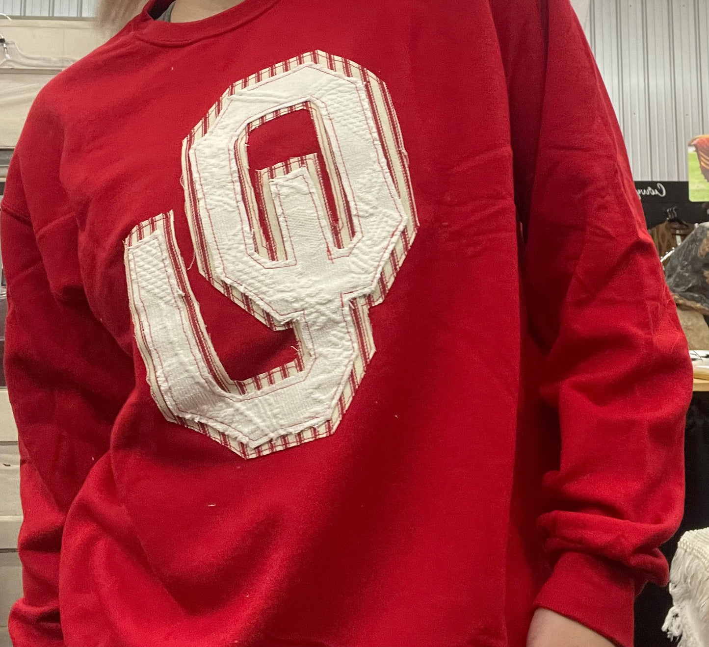 Vintage Stitched OU Sweatshirt - Red
