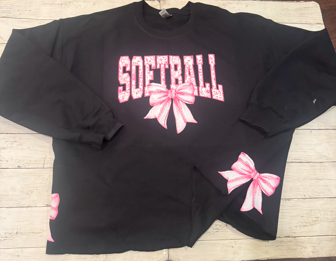 Handmade Softball Bow Sweatshirt