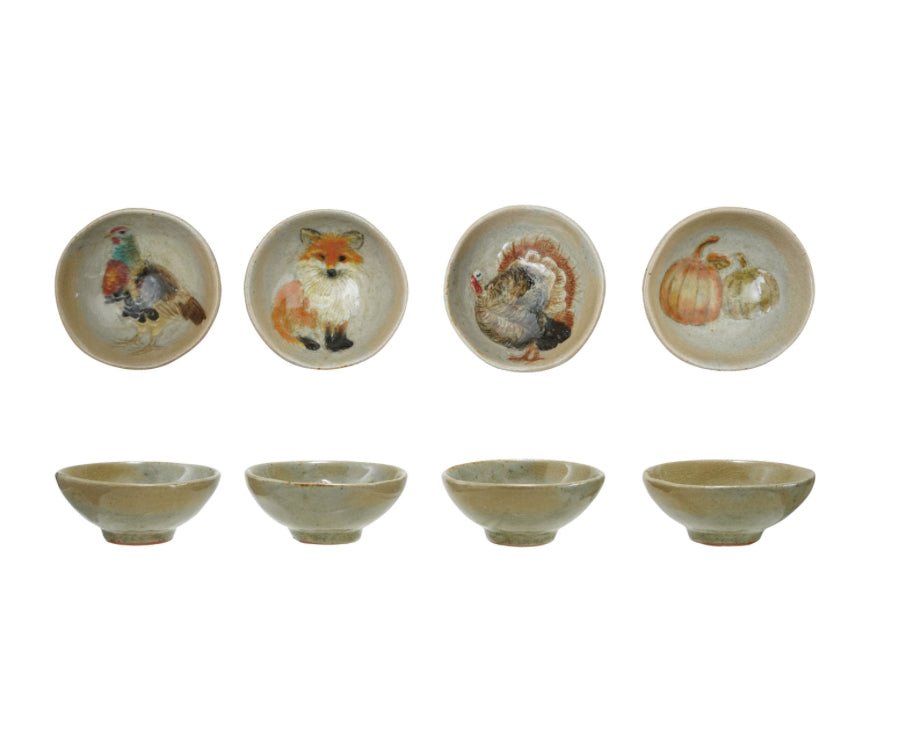 Hand-Painted Stoneware Dish Animal/Pumpkin
